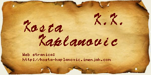 Kosta Kaplanović vizit kartica